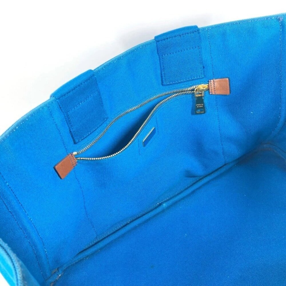 PRADA Canapa logo Bag Shoulder Bag Tote Bag Canvas blue/White - Picture 14 of 16